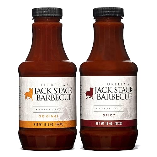 Jack Stack Barbecue Salsa original y picante  Salsa de barbacoa Kansas City paquete de 2  Salsa picante y original ahumada KC BBQ (2, botellas de 18