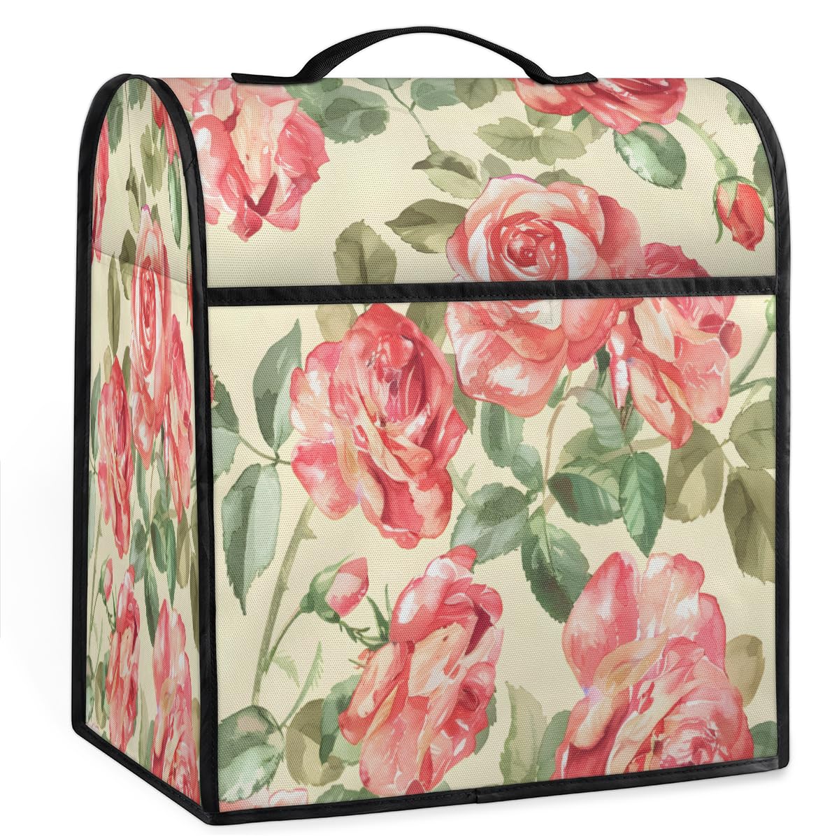 Coffee Maker Cover Vintage Rose Floral Kitchen Appliance Covers Small Appliance Covers Blender Cover Juicer Cover Dust Covers for Kitchen Appliances with Top Handle and Pockets,Washable,B292
