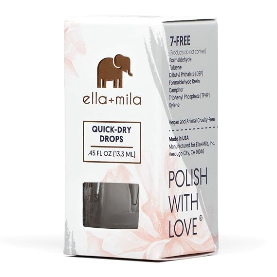 ella+mila Fast Dry Top Coat - Quick Dry, High-Shine Clear Nail Polish