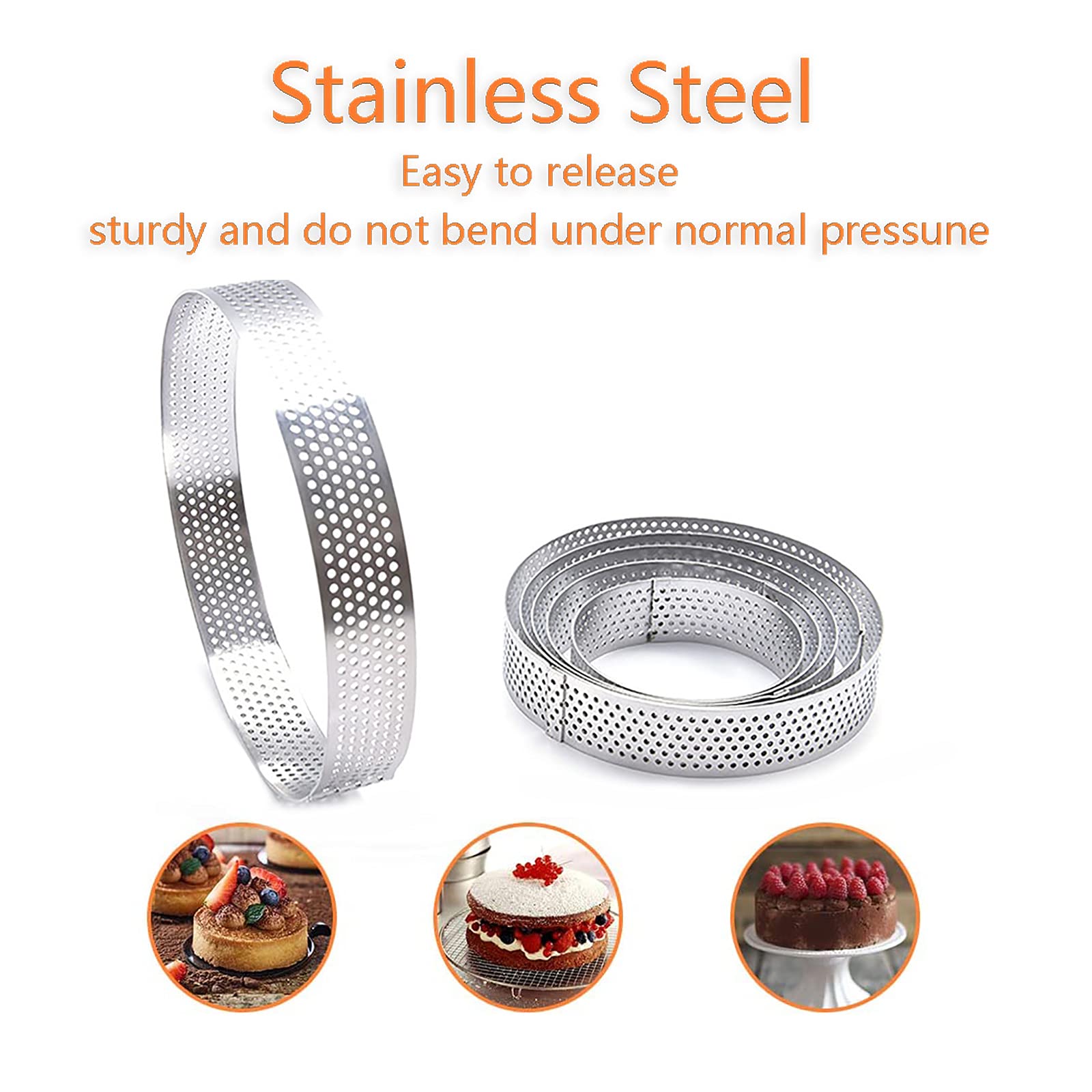 10 Stampini Per Mousse Per Tartellette, Stampi Tartellette In Acciaio Inox Da 8 Cm, Anelli Dessert Traforati Anello Mousse, Per Preparare Torte, Ciambelle, Mousse,Fai Da Te Con Tua Famiglia. (8 Cm