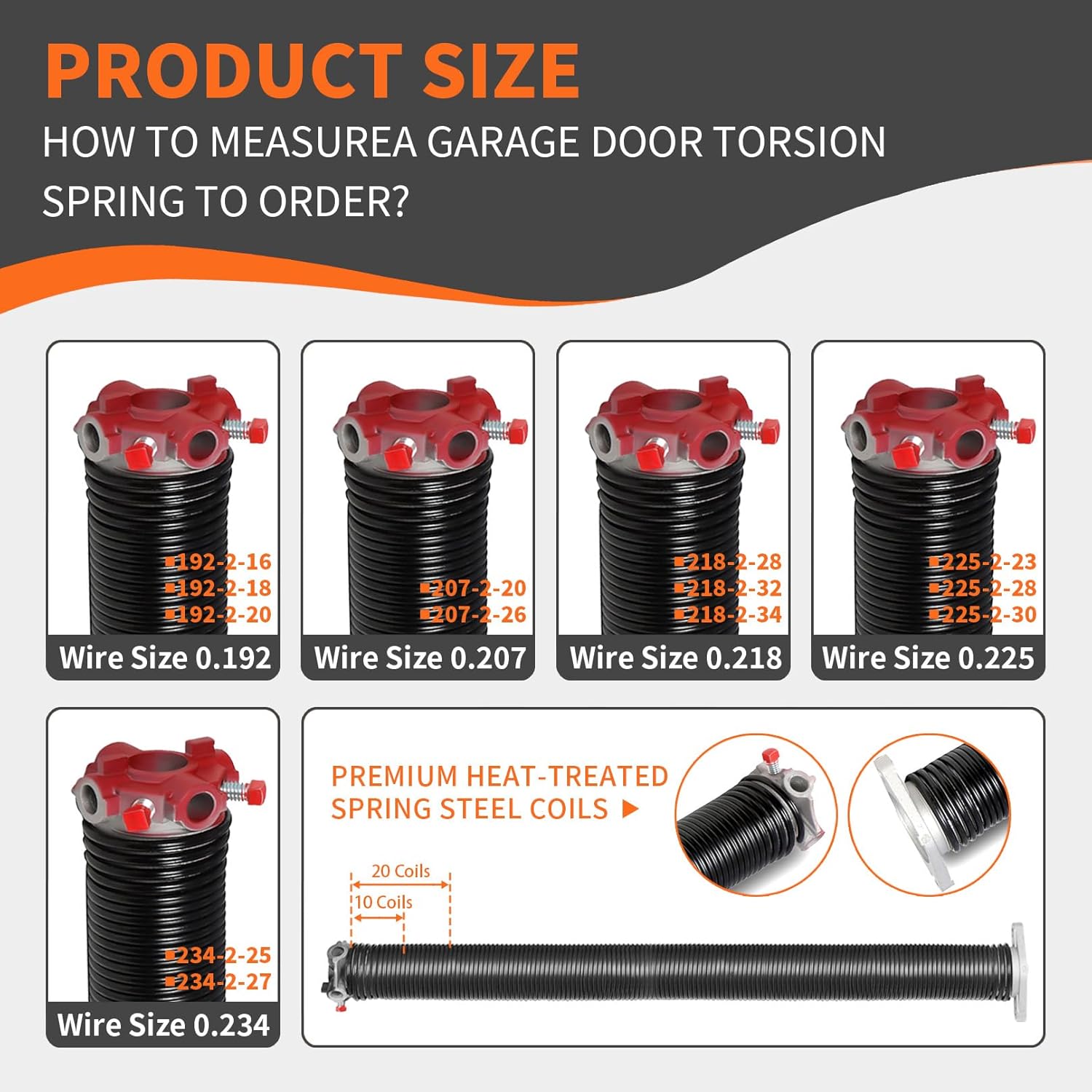 1 Pair Garage Door Torsion Springs 2", Minimum 16000 Cycles, with 2 Non-Slip Winding Bars (0.225X2"X28")