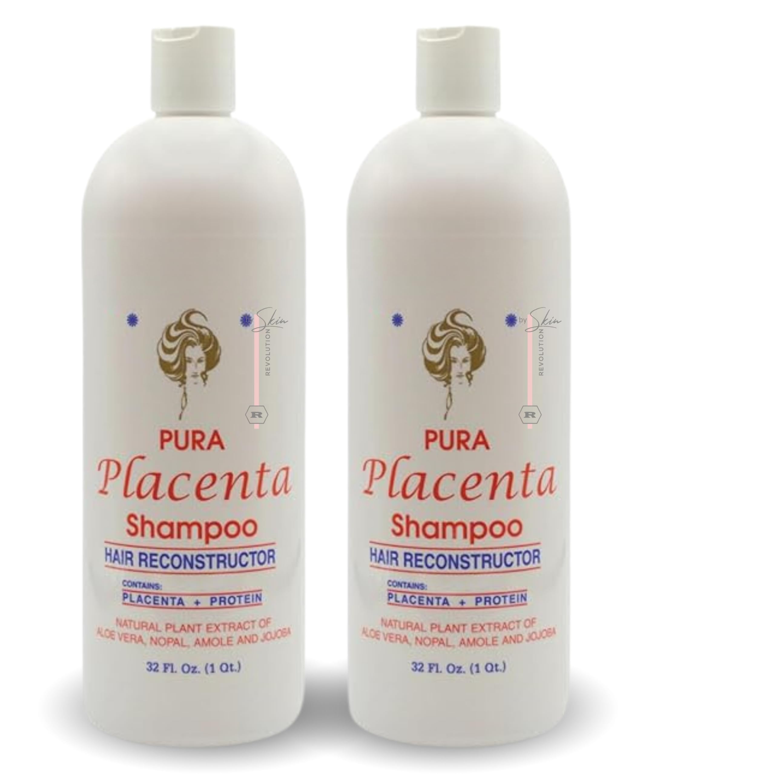 Cabellina Pura Placenta Reconstructor Shampoo with Proteins, Keratin Amino Acids & Natural Oils - 32 fl oz - 2 Count