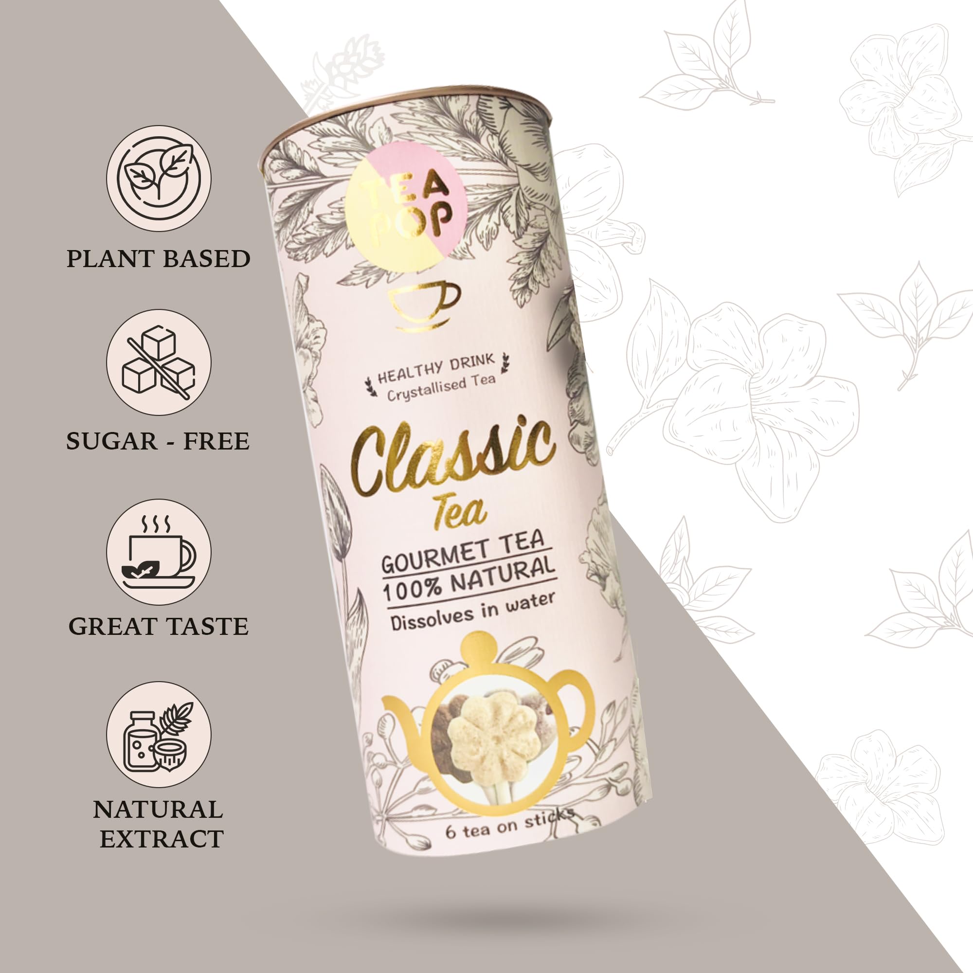 TEA On-A-Stick | boîte-cadeau assortie de délicieux thé gastronomique cristallisé dans un pop | fabriqué à partir de plan, de fruits et d'herbes | se dissout entièrement dans l'eau