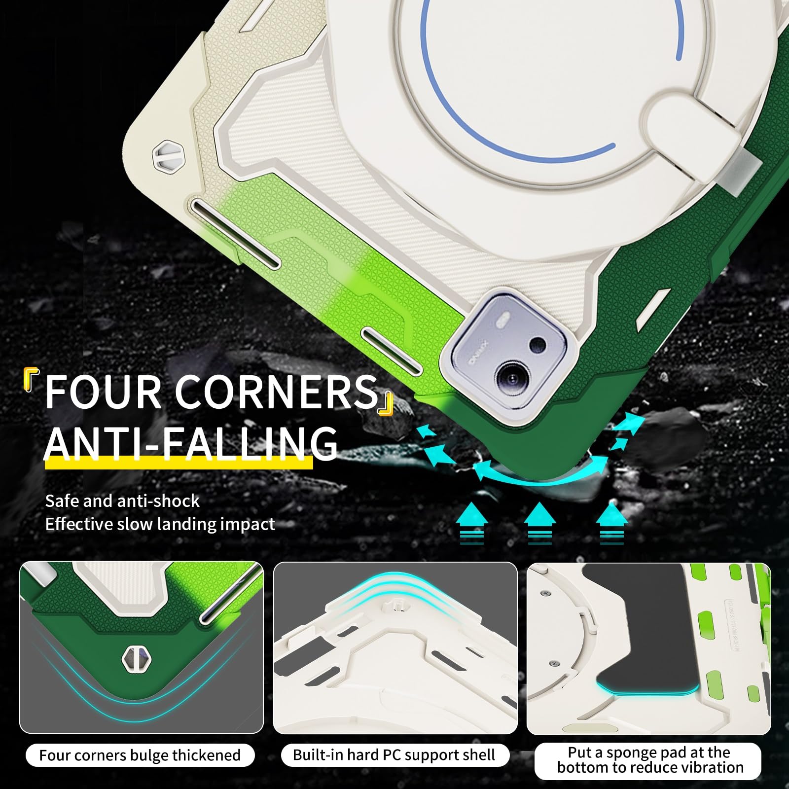 Custodia protettiva completa, resistente, per Xiaomi Pad 7S Pro da 12,5 pollici, supporto girevole a 360°, tracolla, portapenne e anello per impugnatura, copertura antiurto, per bambini e adulti