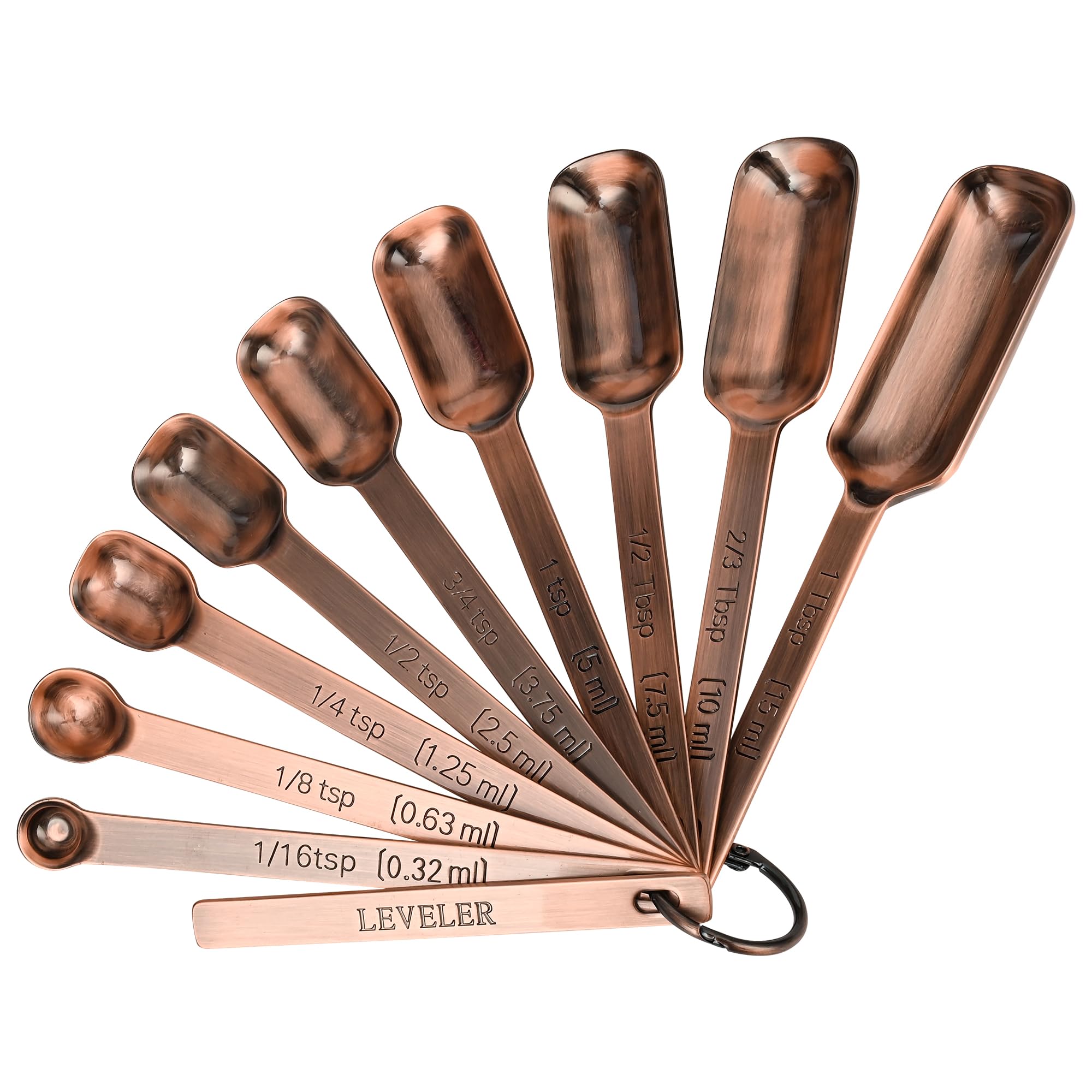 Juego de 18 tazas y cucharas medidoras de cobre, 7 tazas medidoras de cobre, 9 cucharas medidoras de cobre, cucharas medidoras de acero inoxidable y tazas para ingredientes secos y húmedos