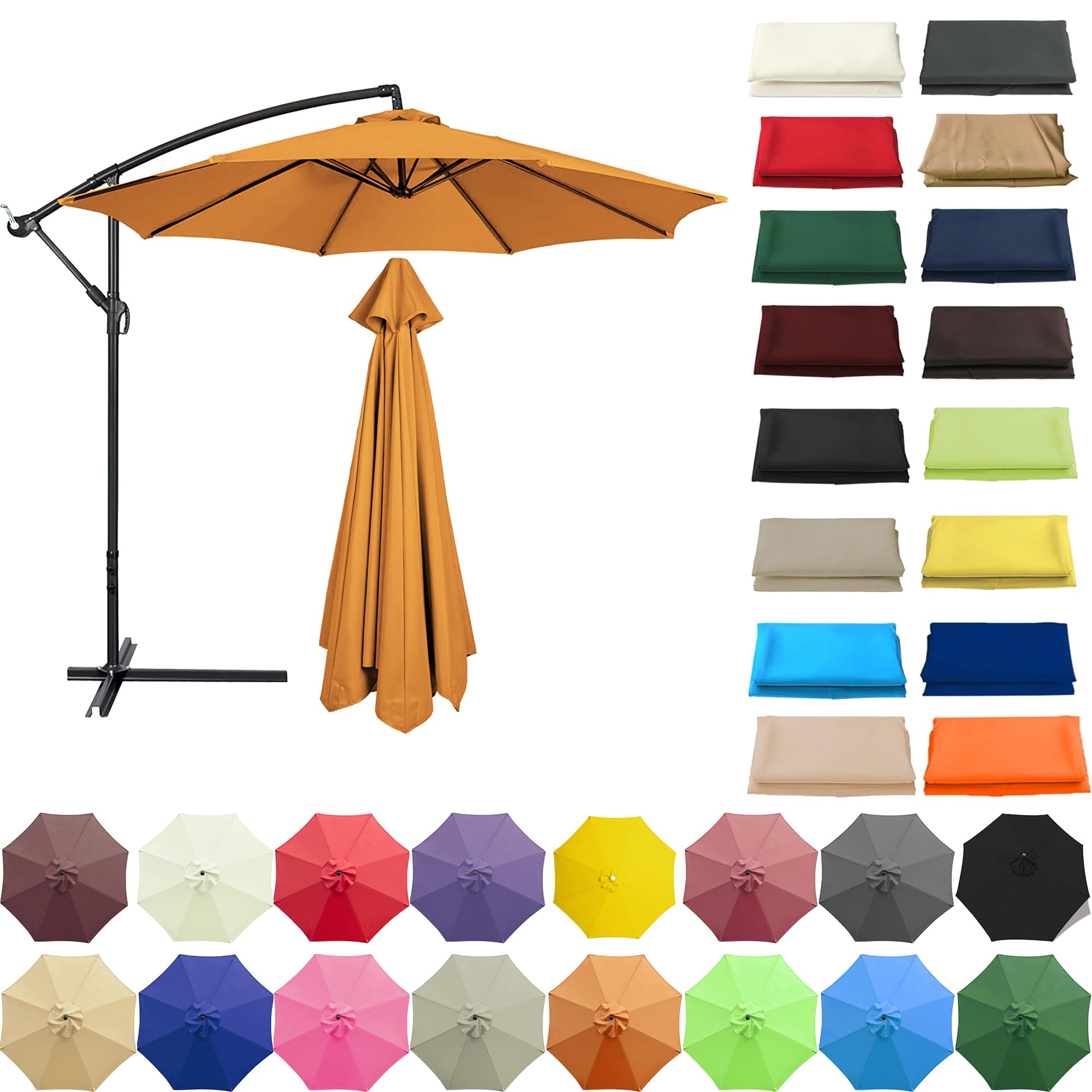 QUIYAEZY Replacement Garden Parasol Canvas 6/8 Ribs Replacement Canopy For Parasol Umbrella Replacement Cloth 2/2.3/2.5/2.7/3/3.50m Replacement Parasol Canopy Waterproof Garden Umbrella Parasol