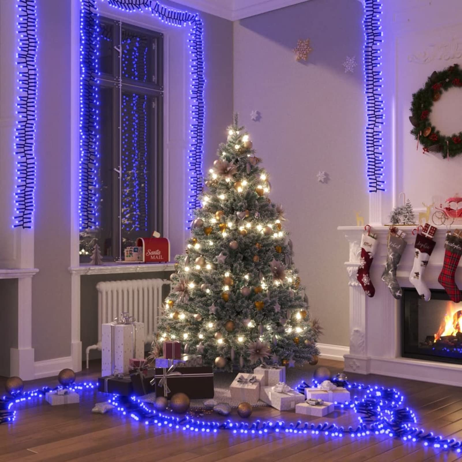 Tira de luces de racimo con 3000 LED PVC azul 23 m, Luces Navidad Exterior, Guirnalda Luces Interior, Luces Decorativas Habitacion, Decoracion Navidad Hogar, Fairy Lights