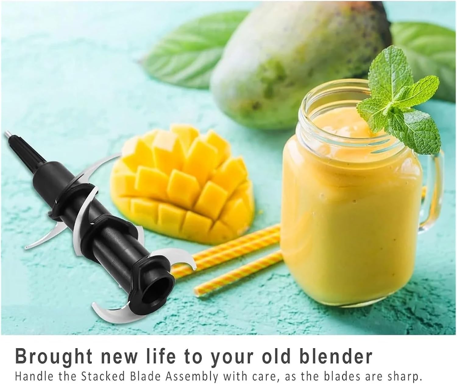 Replacement Stacked 6 Blades Compatible With Ninja 72 Oz Pitcher Compatible With Ninja Blender BL500 BL660 BL700 BL740 NJ600C