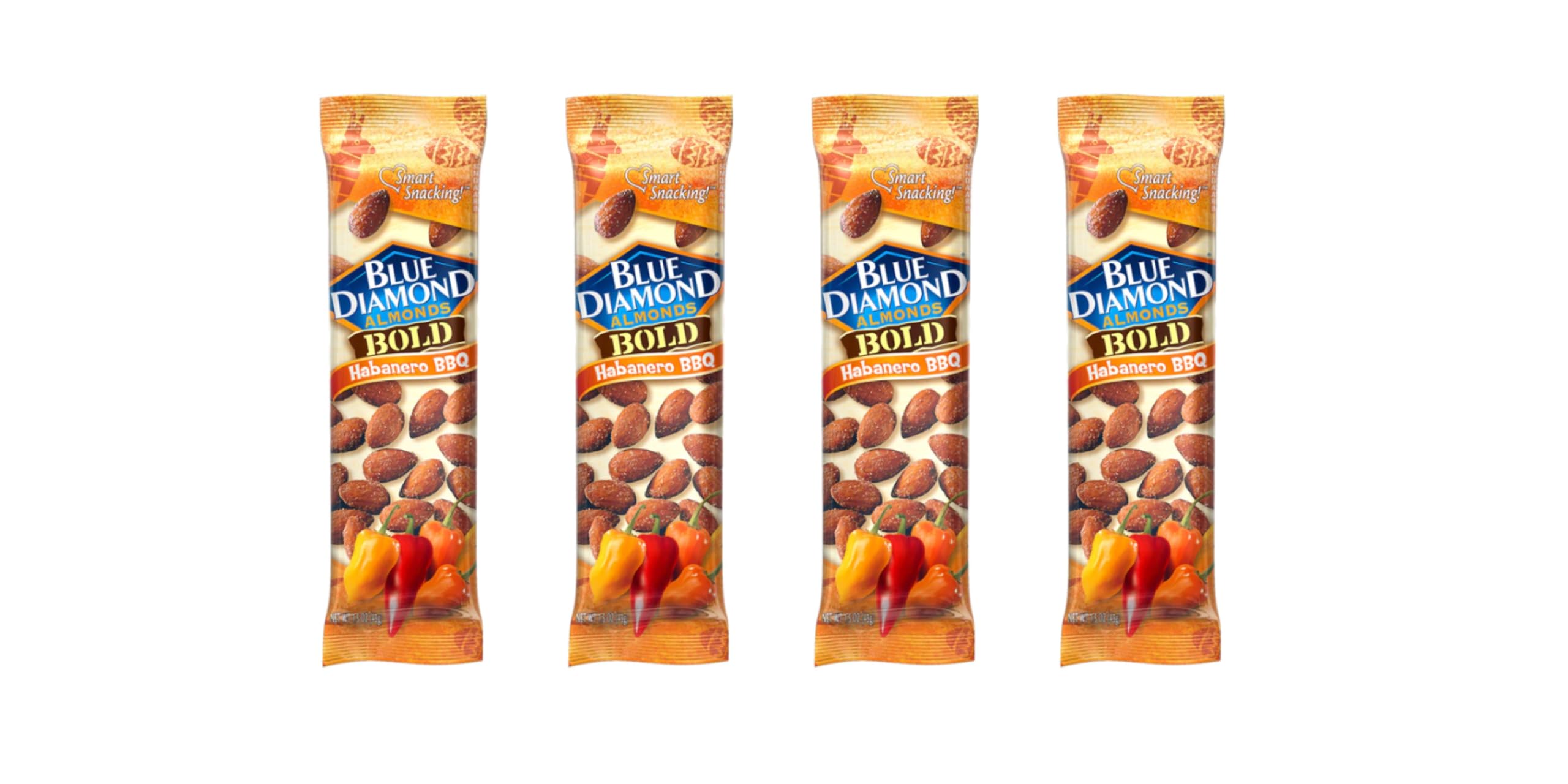 [4 Bags] Blue Diamond Flavoured Almonds Bold Habanero BBQ 1.5oz (43g) - Imported from USA