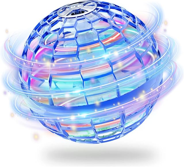 Flying Toy, Flying Ball Drone for Kids Adults, Hand Controlled Mini Drone with LED Light, UFO Drones Gift for Family Outdoor Interactive Toys Office Decompression Toy (Blue)