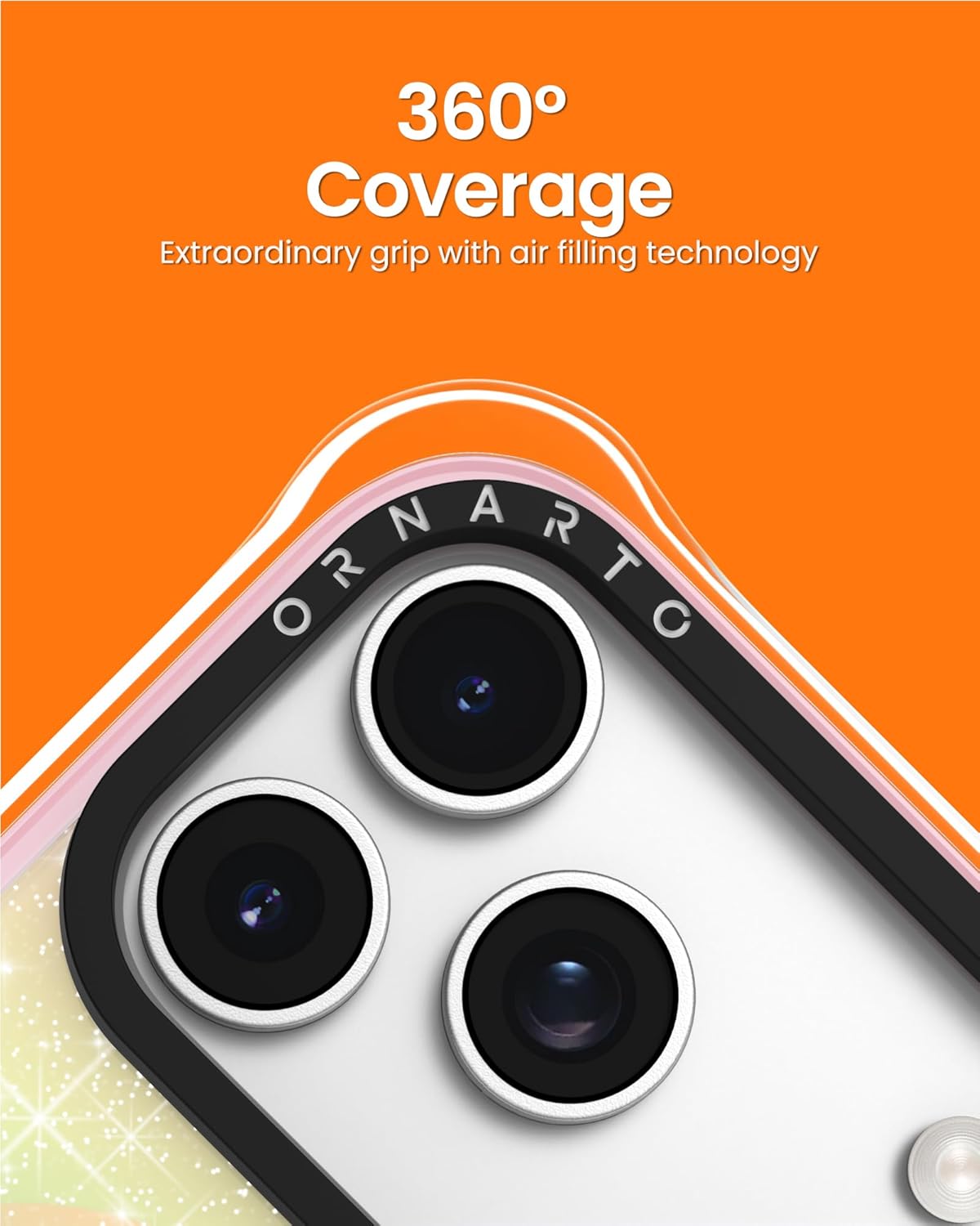 ORNARTO Air Case for iPhone 17 Pro Max Clear | Military-Grade Drop Protection | Camera Control Button | Compatible with MagSafe | Built-in Air Phone Cover - Rose Aurora
