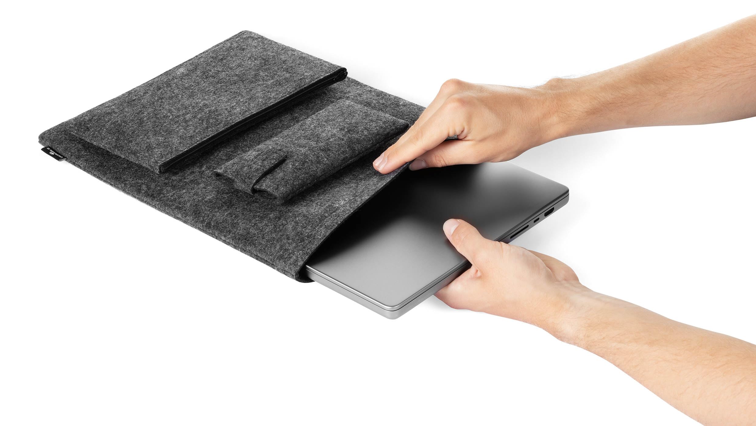 Durable 507158 Pokrowiec Filcowy MultiBag 16,4" na Laptopa, Wykonany w 60% z Filcu PET Pochodzącego z Recyklingu, z Kieszenią na Akcesoria i Telefon Komórkowy, Antracyt