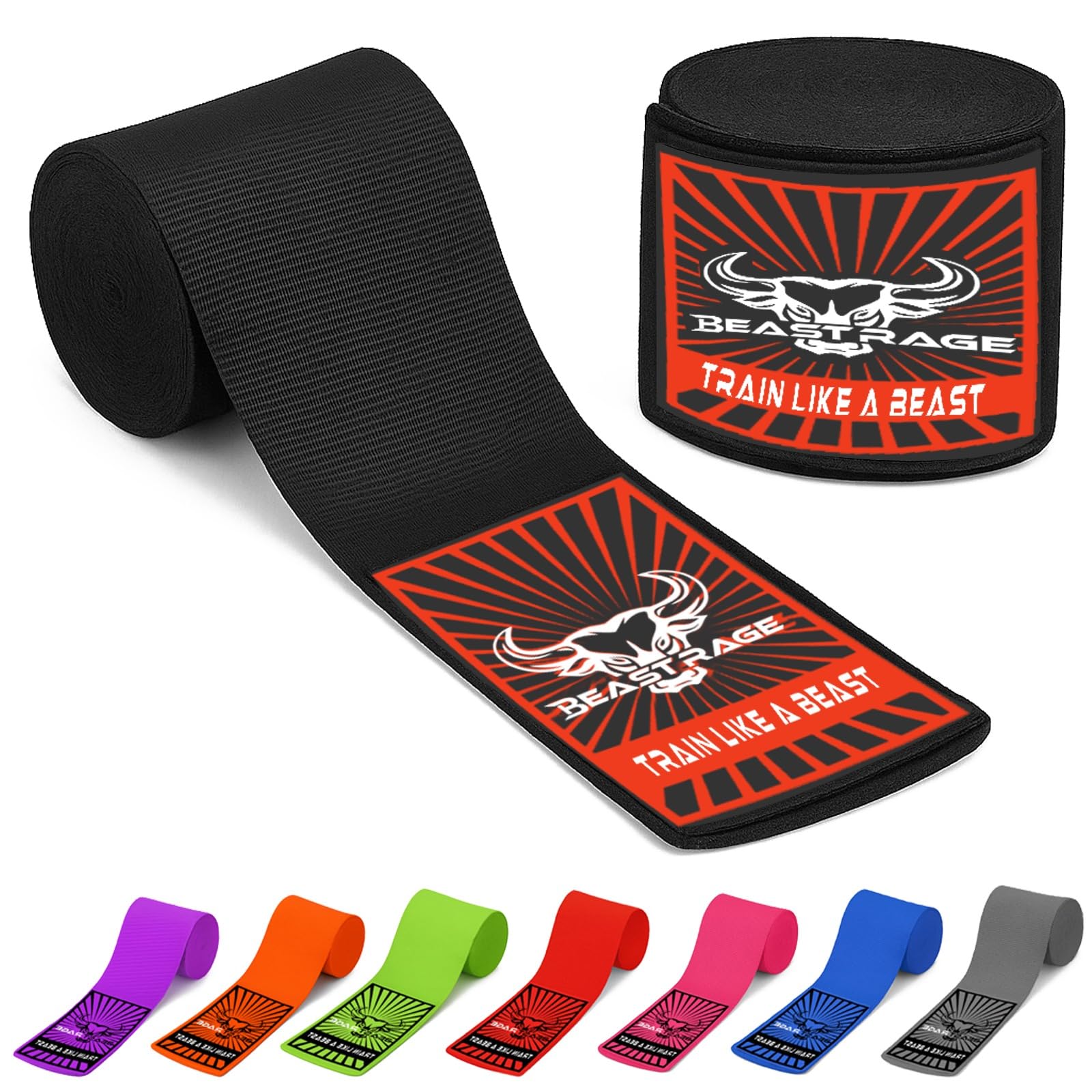 Beast Rage Boxbandagen für Herren, Schutz, MMA-Unterstützung, Innenhandschuhe, Kampfsport, Kampfsport, Muay Thai, unter den Handschuhen, 4,5 m, elastische Bandagen