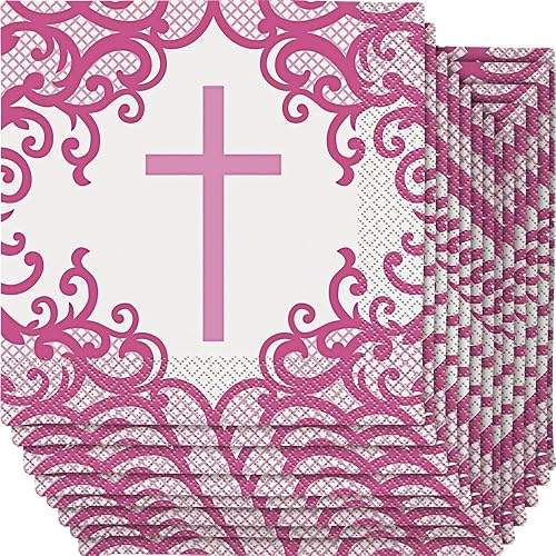 Miniatura 8 de Mantel rectangular de plástico con cruz rosada, 54 x 84 pulgadas (1 unidad), elegante, desechable e impermeable, esencial para fiestas religiosas y