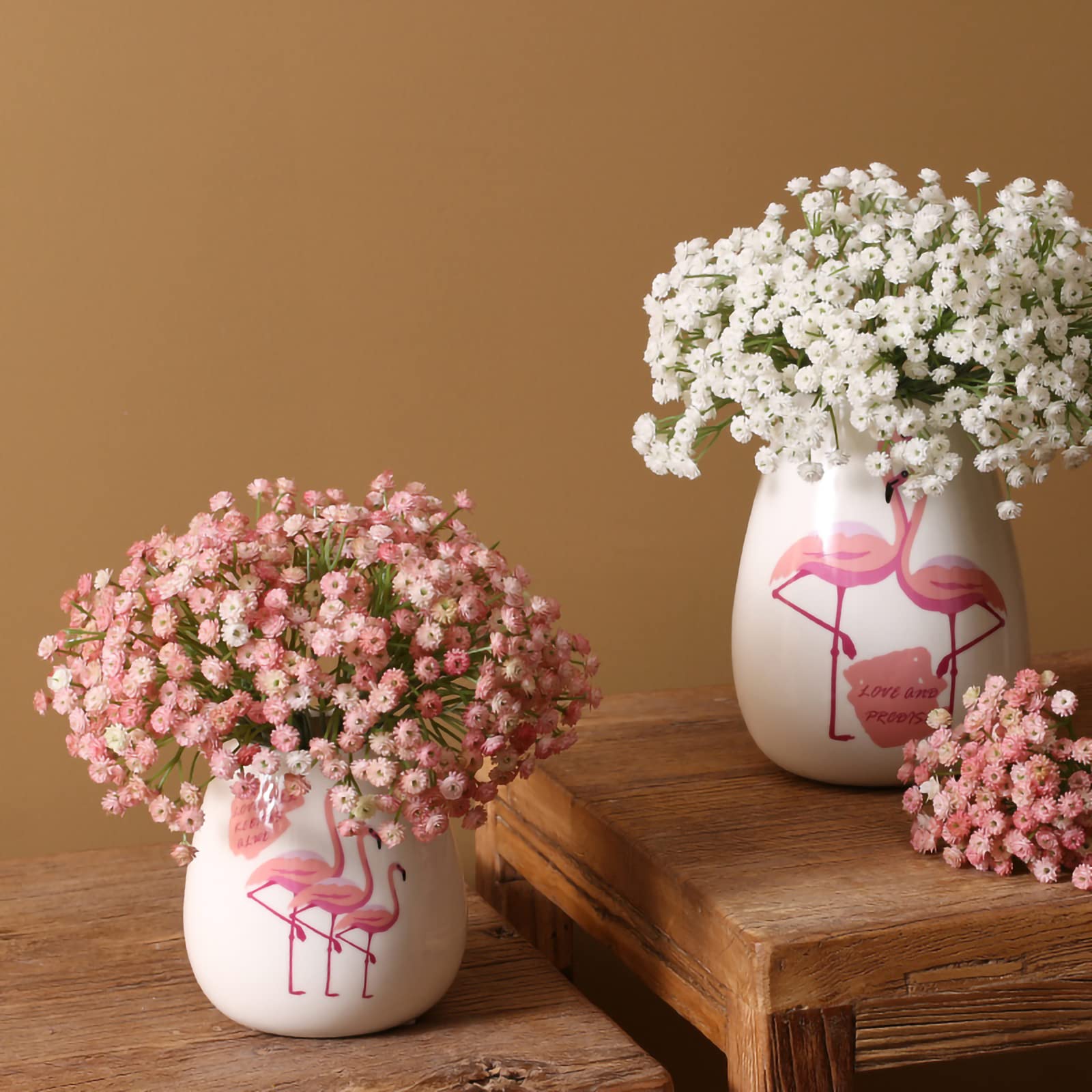 Hananona 12 Takken Baby's Adem Kunstbloemen Fake Gypsophila PU Silica voor Bruiloft Bruids Boeket Home Floral Arrangement (Wit, 12