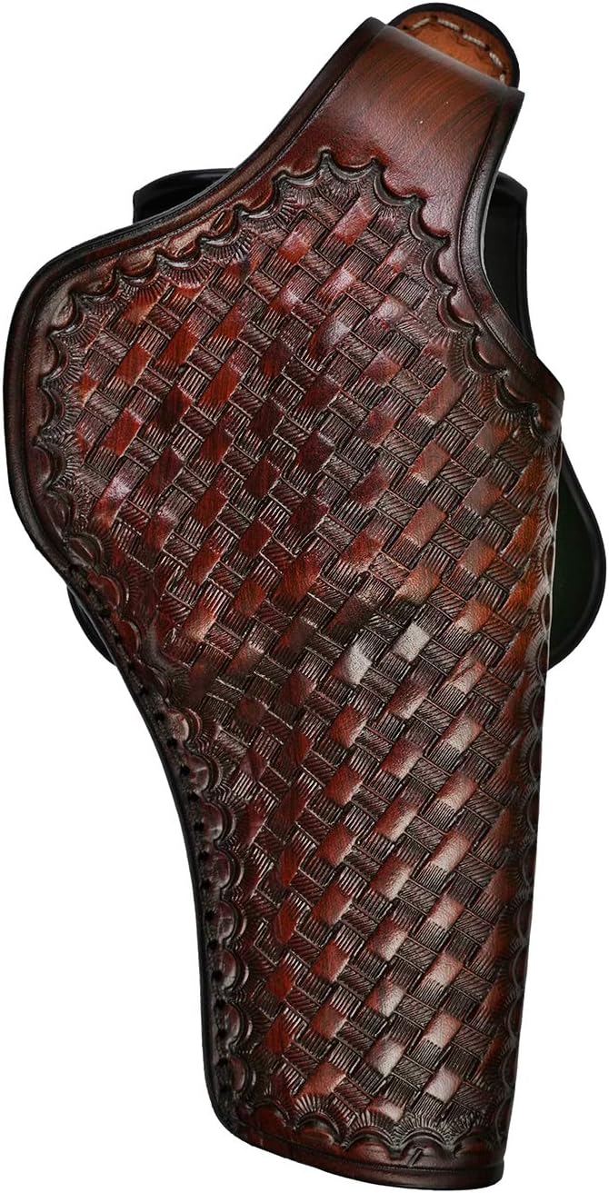 Basket Weave Leather Paddle Holster Fits Colt Python or Colt King Cobra, Premium Leather, Thumb Break - ShnLeather