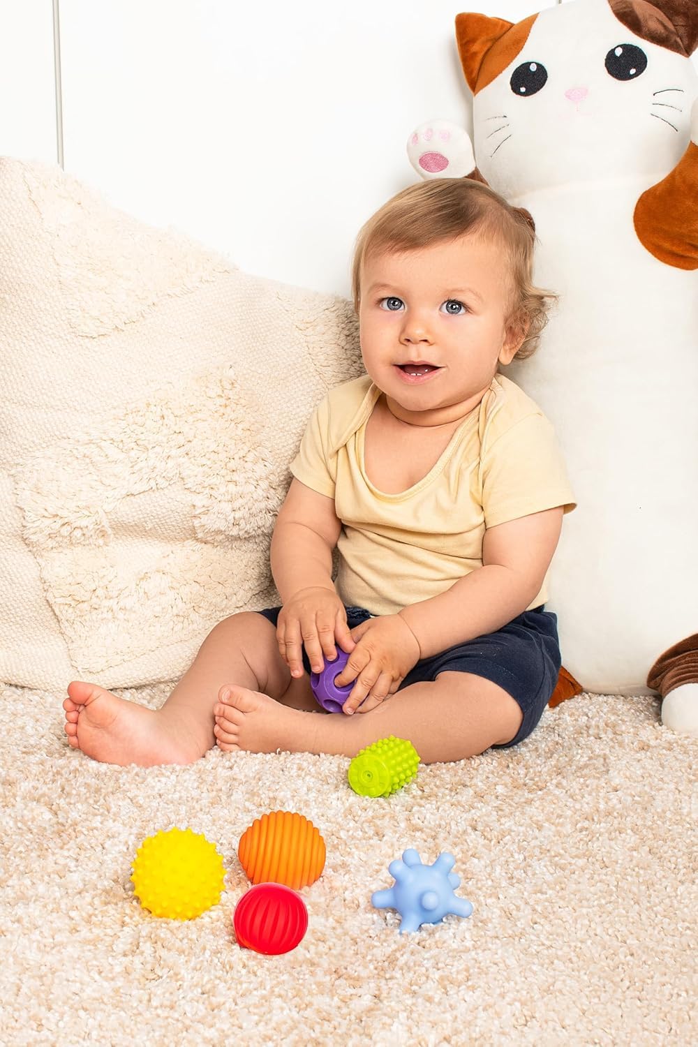 FANCY BABY 6 Piłek Sensorycznych do Masażu - Zabawki dla Niemowląt 0, 3, 6, 9, 12, 18 Miesięcy - Miękkie Piłki do Kąpieli i Stymulacji Zmysłów