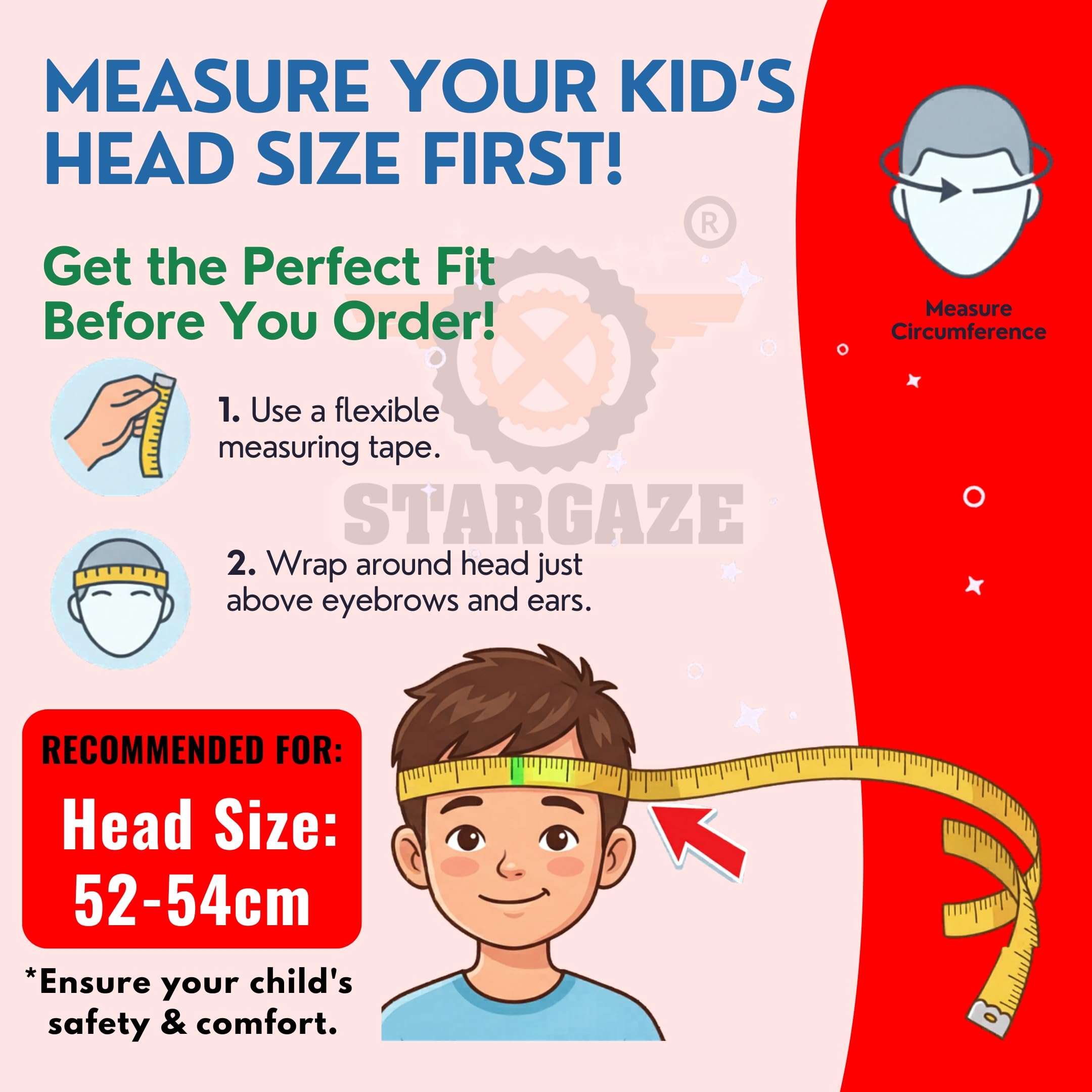 Stargaze Multi-Sport Kids Helmet - 53cm Medium Size for Boys & Girls- Ideal for Bicycle, Skating & Scootering - Adjustable Safety Gear