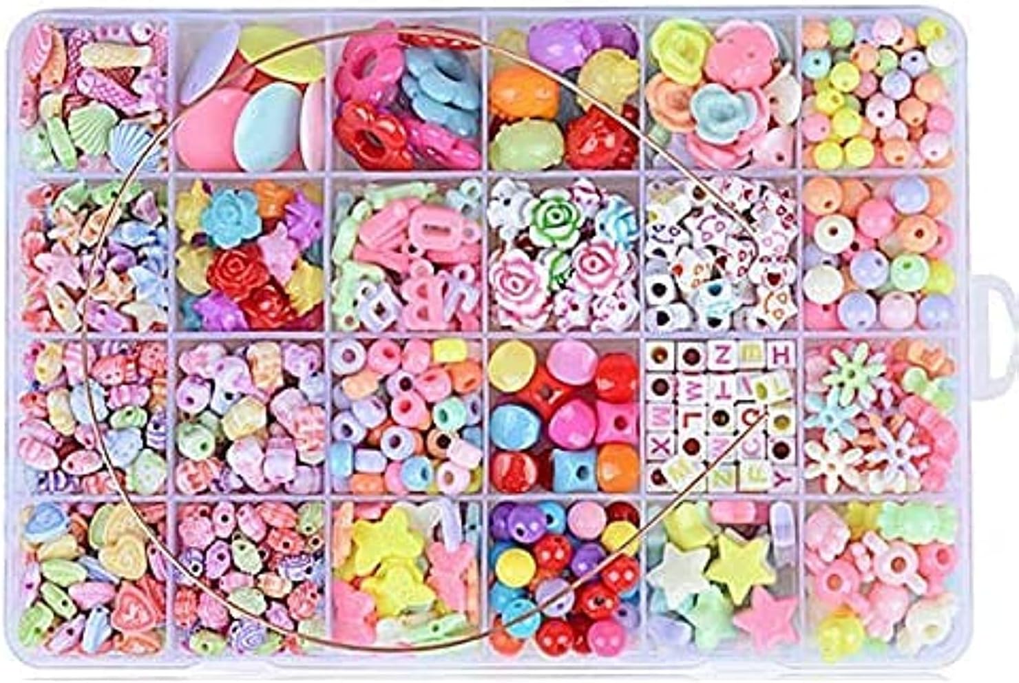 Showay 550Pcs Kids DIY Making Jewellery Beads Craft Colourful Kit for Kids, 20x15x3cm, Multi color, B-01