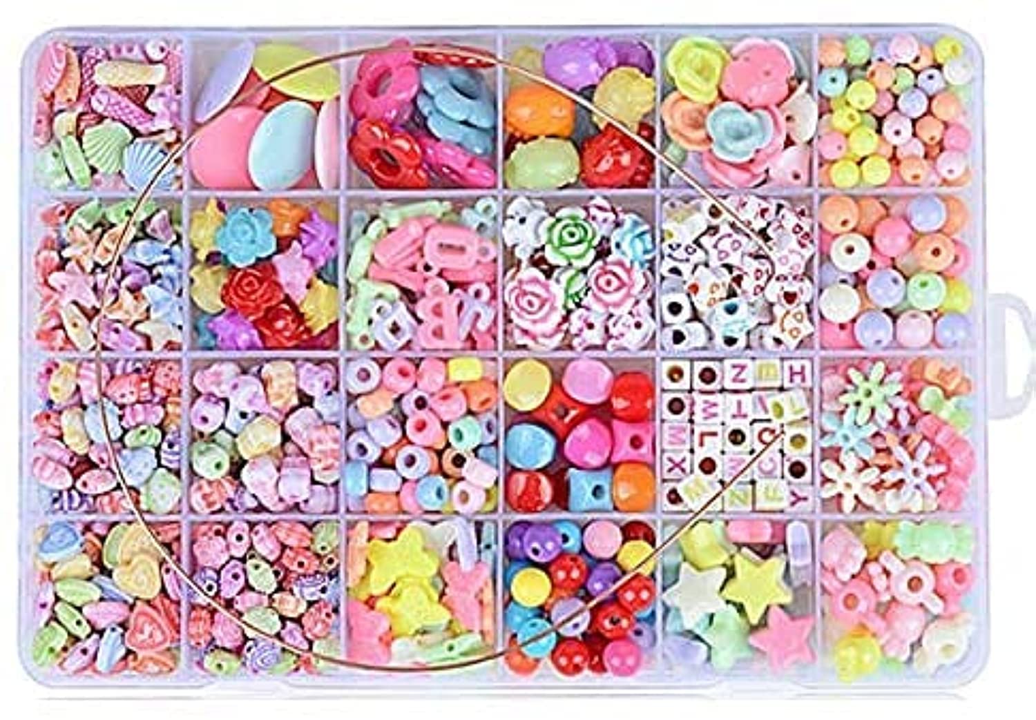 Showay 550Pcs Kids DIY Making Jewellery Beads Craft Colourful Kit for Kids, 20x15x3cm, Multi color, B-01