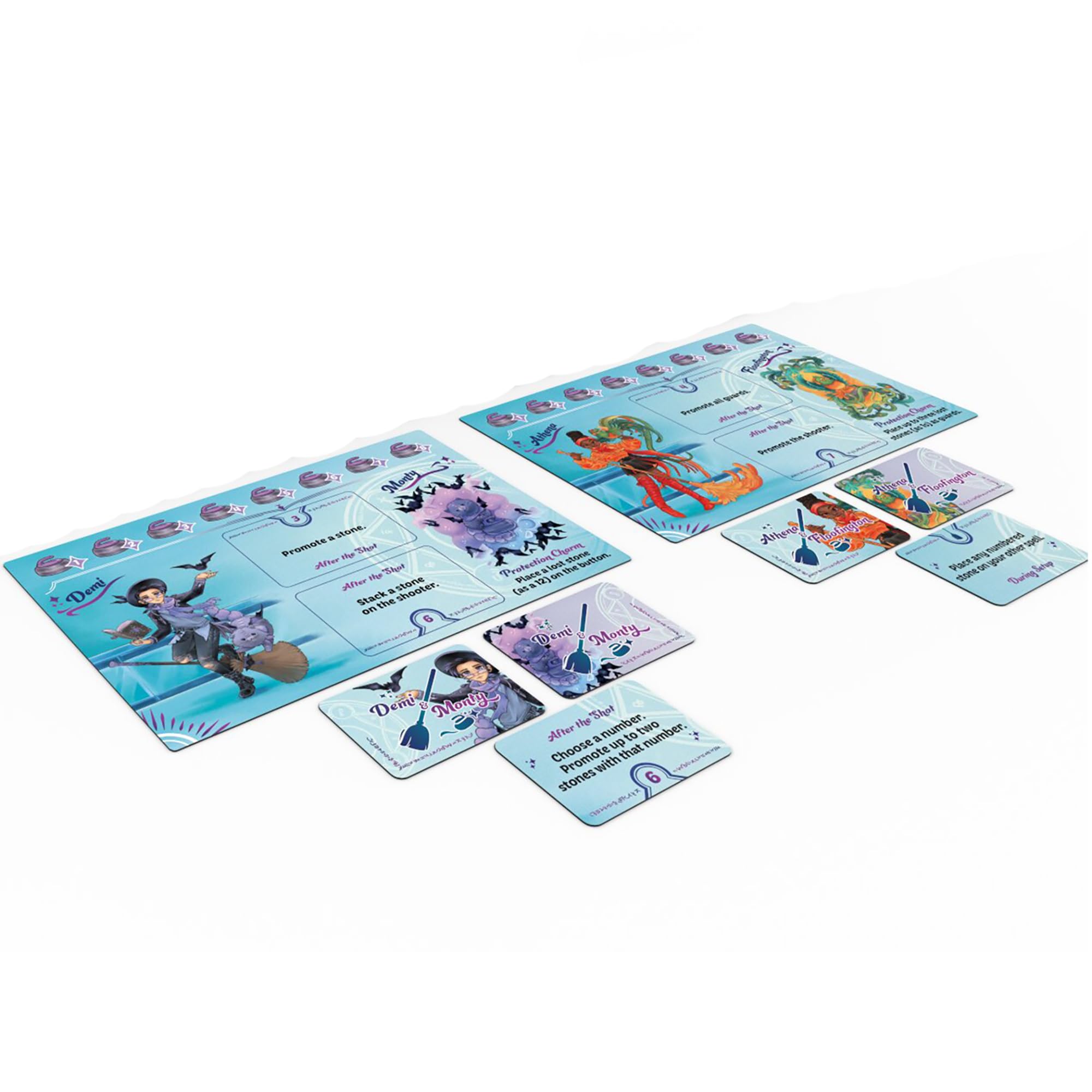 Asmadi Games: Mystic Curling Club - Juego de dados de mesa, giro mágico en el deporte clásico, piedras d12, equipos de brujas y familiares, a partir de 10 años, 2-5 jugadores