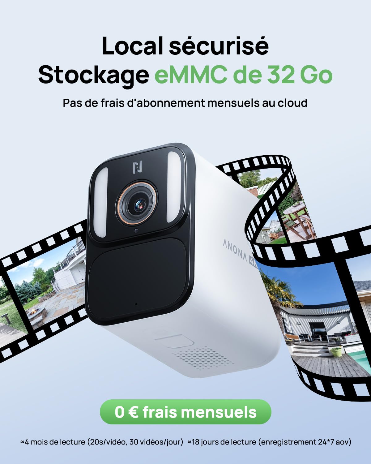 Anona Aurora 4K(8MP) Caméra Surveillance WiFi Exterieure sans Fil Solaire | Vision Nocturne Couleur, Sirène Alarme, Enregistrement AOV 24/7, Détection IA, 32 Go Local Sans abonnement, 2.4GHz, IP67