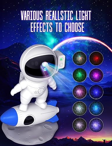 Miniatura 2 de Proyector de estrellas astronautas, luz nocturna, proyector espacial Tiktok, lámpara de proyección de techo de nebulosa estrellada de galaxia con