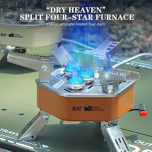 Miniatura 5 de Estufa portátil plegable de butano de 12800 W con funda de transporte, encendido electrónico, mini estufa para acampar al aire libre, senderismo,