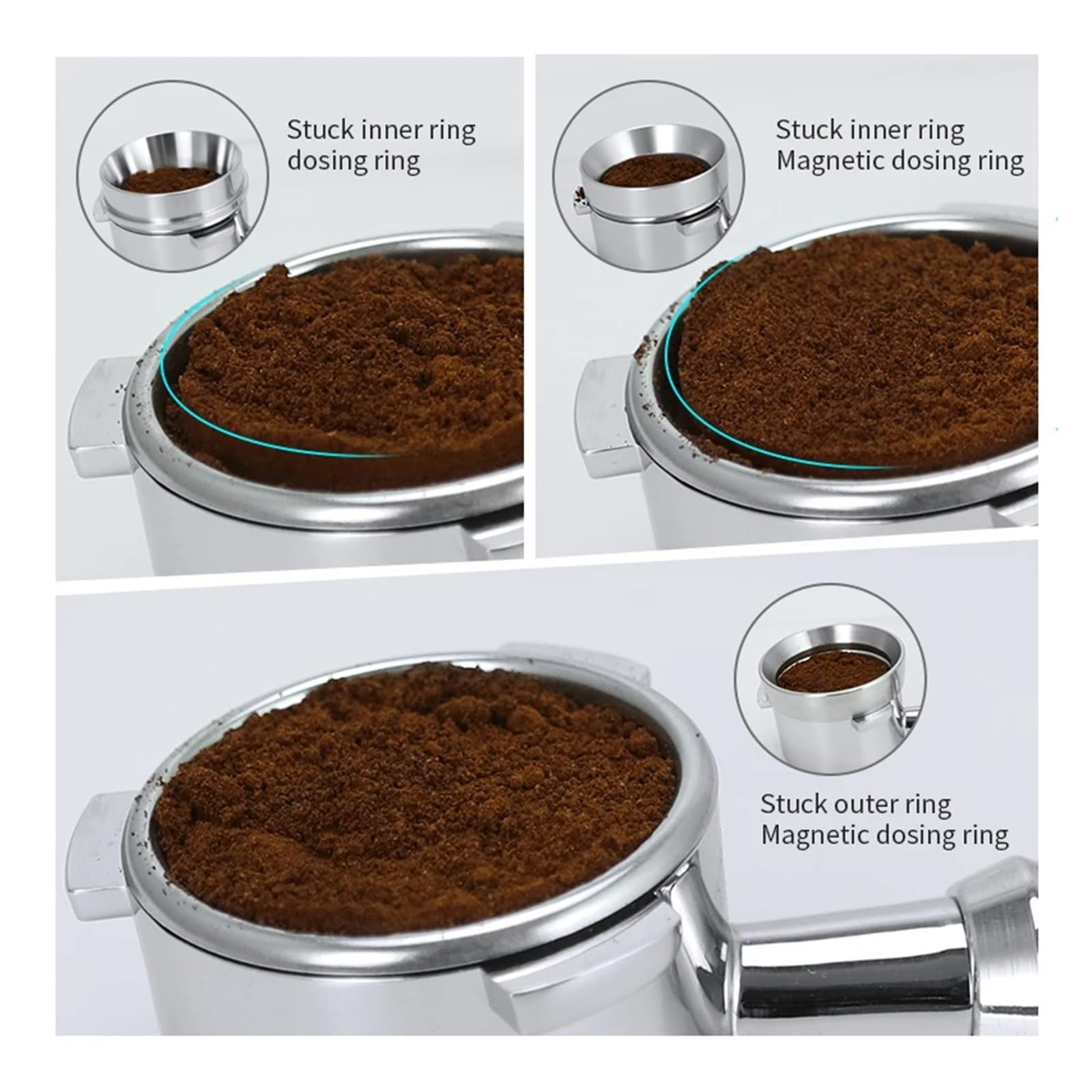 Anillo dosificador de café de acero inoxidable for 51mm 53mm 58mm anillo fuerte accesorios de Barista for el hogar(53MM)