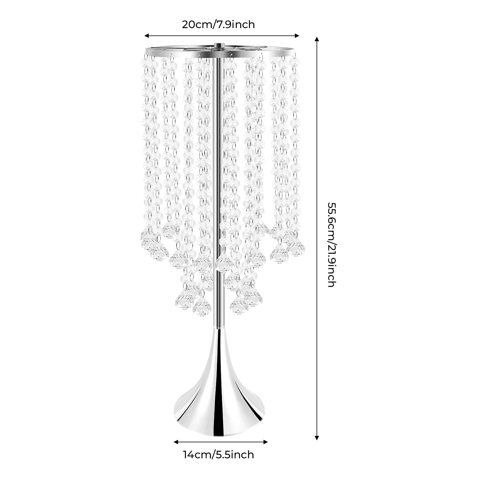 Blumenvase aus Metall und Acryl Kristall für Hochzeit Party Dekoration 55cm Höhe 10er Set