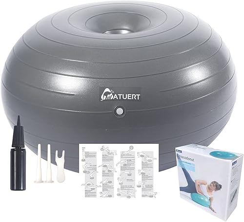 Miniatura 7 de ATUERT Dona de fitness con bomba de mano, ejercicio de estabilidad y fuerza, entrenamiento de núcleo y equilibrio, asiento inflable para silla de
