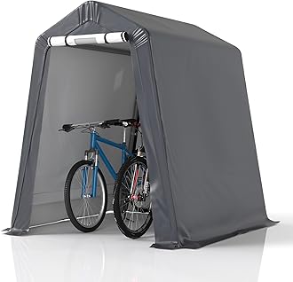 GARTOO 6' x 7' Outdoor Storage Shelter Shed- Heavy Duty Storage Tent with Roll-up Ventilated Windows, Portable Garage Storage shed for Bike, ATV, Motorcycle Shelter, Gray