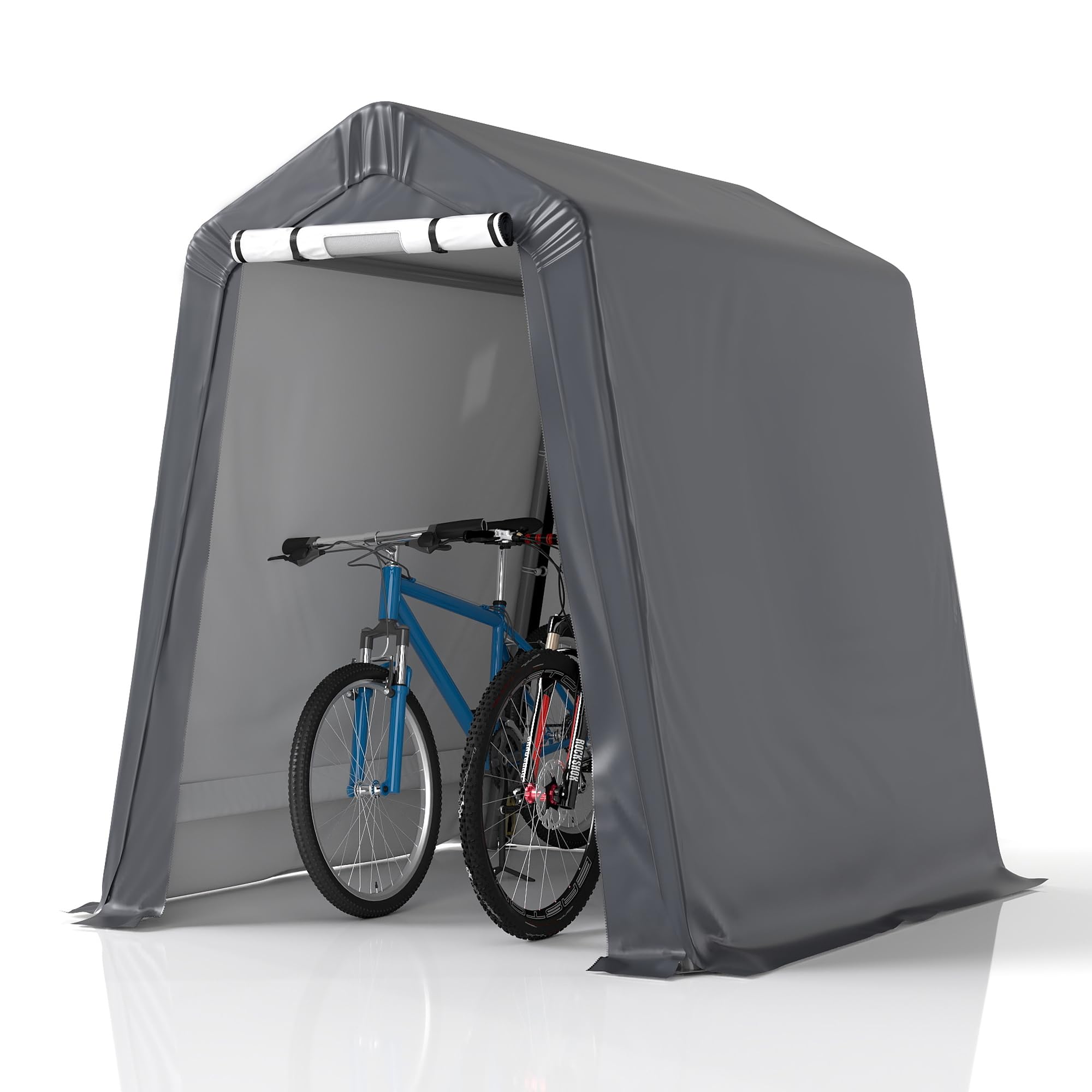 GARTOO 6' x 7' Outdoor Storage Shelter Shed- Heavy Duty Storage Tent with Roll-up Ventilated Windows, Portable Garage Storage shed for Bike, ATV, Motorcycle Shelter, Gray