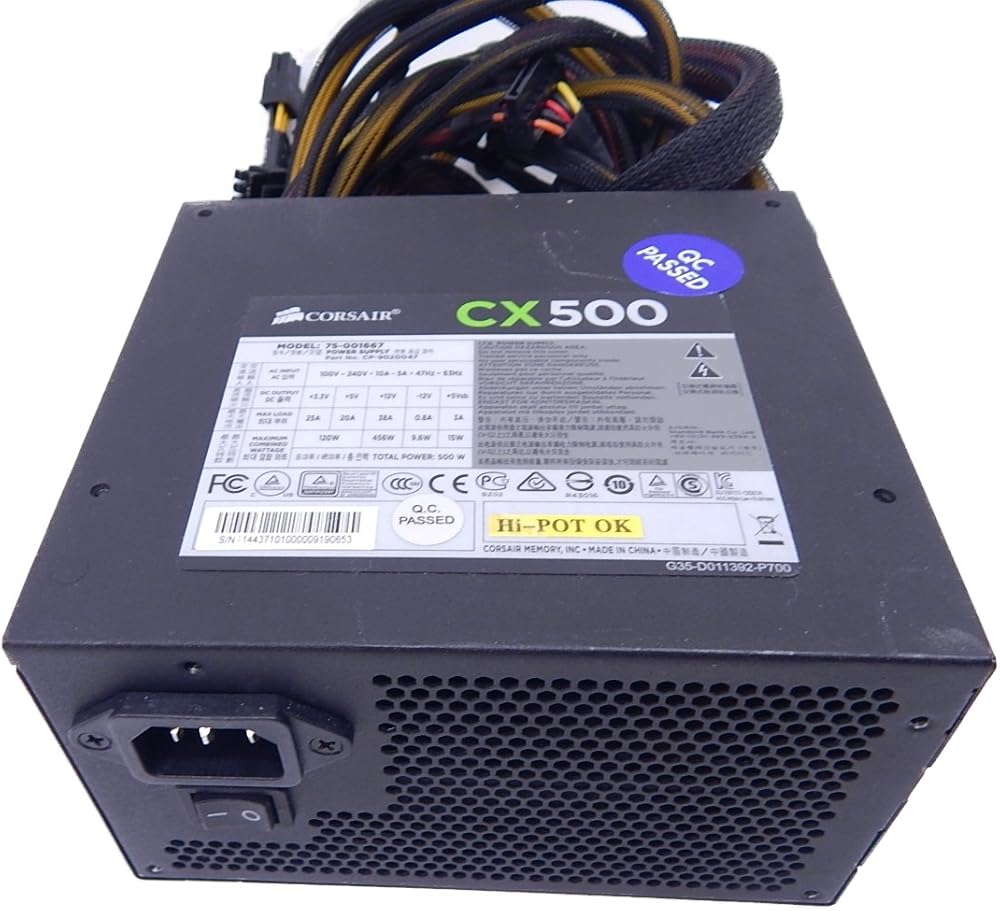 Corsair CX Series 500 Watt 80 Plus Bronze Certified Non-Modular Power Supply thumbnail 2