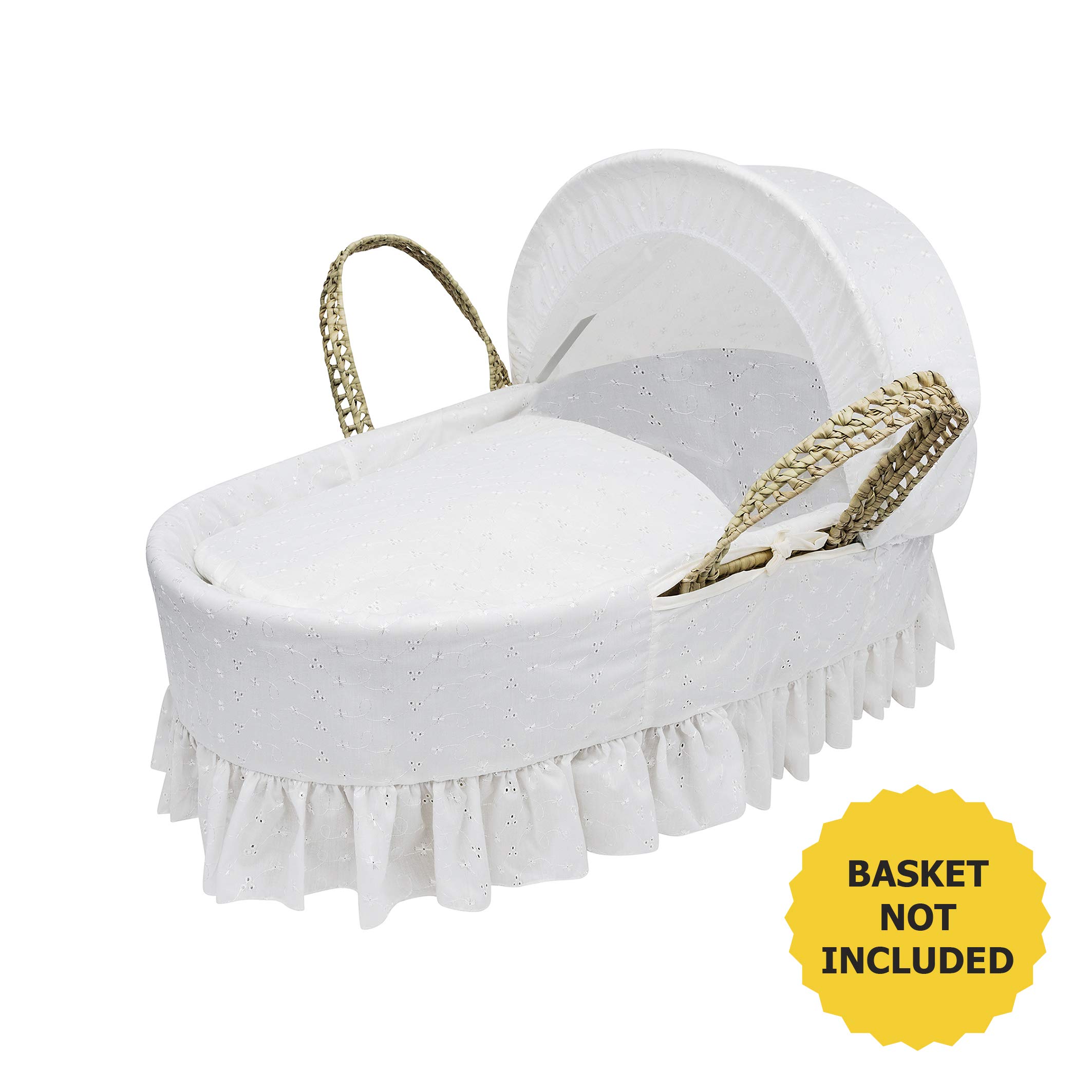 Kinder Valley Classic White Broderie Anglaise Moses Basket Bedding Set