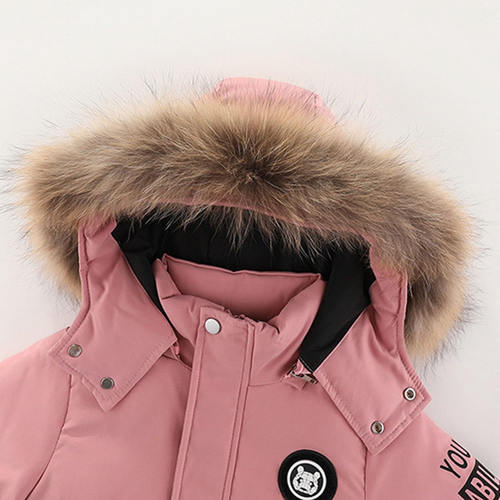 Enfant Combinaison de Ski Hiver Chaud Bébé 2 Pièces Doudoune à Capuche Zippé Manteau avec Neige Bavoir Salopette Pantalon Garçons Filles Combinaisons de Neige Imperméable Coupe-vent 1-6 Ans