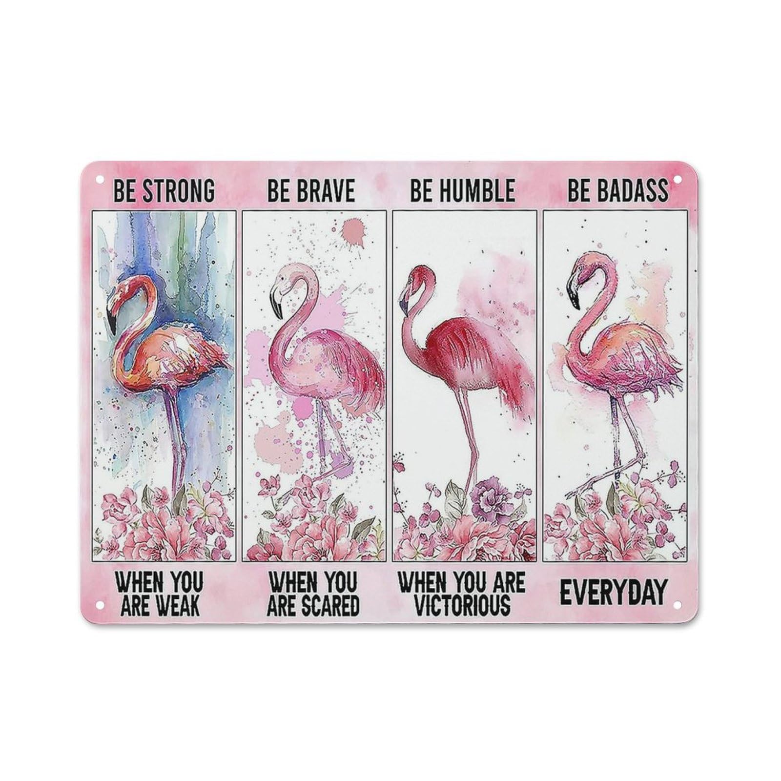 Kisoyo Tin-03 Rustic Retro Metal Tin Sign Flamingo Wall Art Pink Flamingos Wall Decor Motivational Quotes Picture Wall Artwork Country Wall Art Home Parlor Garden Courtyard Wall Decor 12X16 Inch
