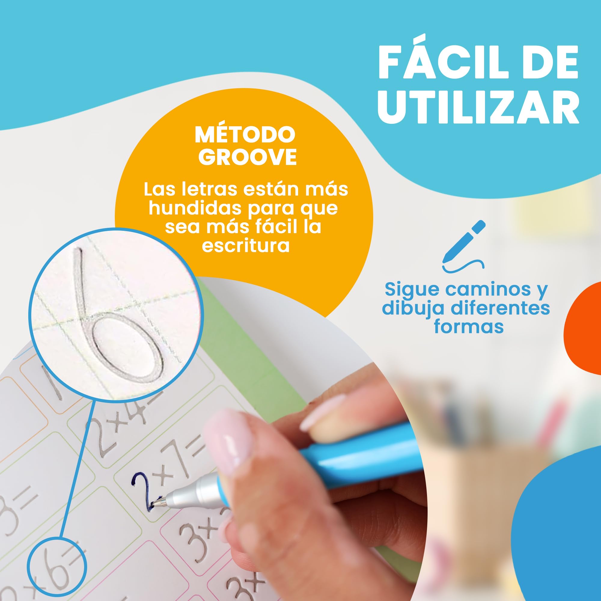 5 libros de caligrafía niños Aprende a escribir Cuaderno de trazado mágico Método Groove Alfabeto Números Dibujos