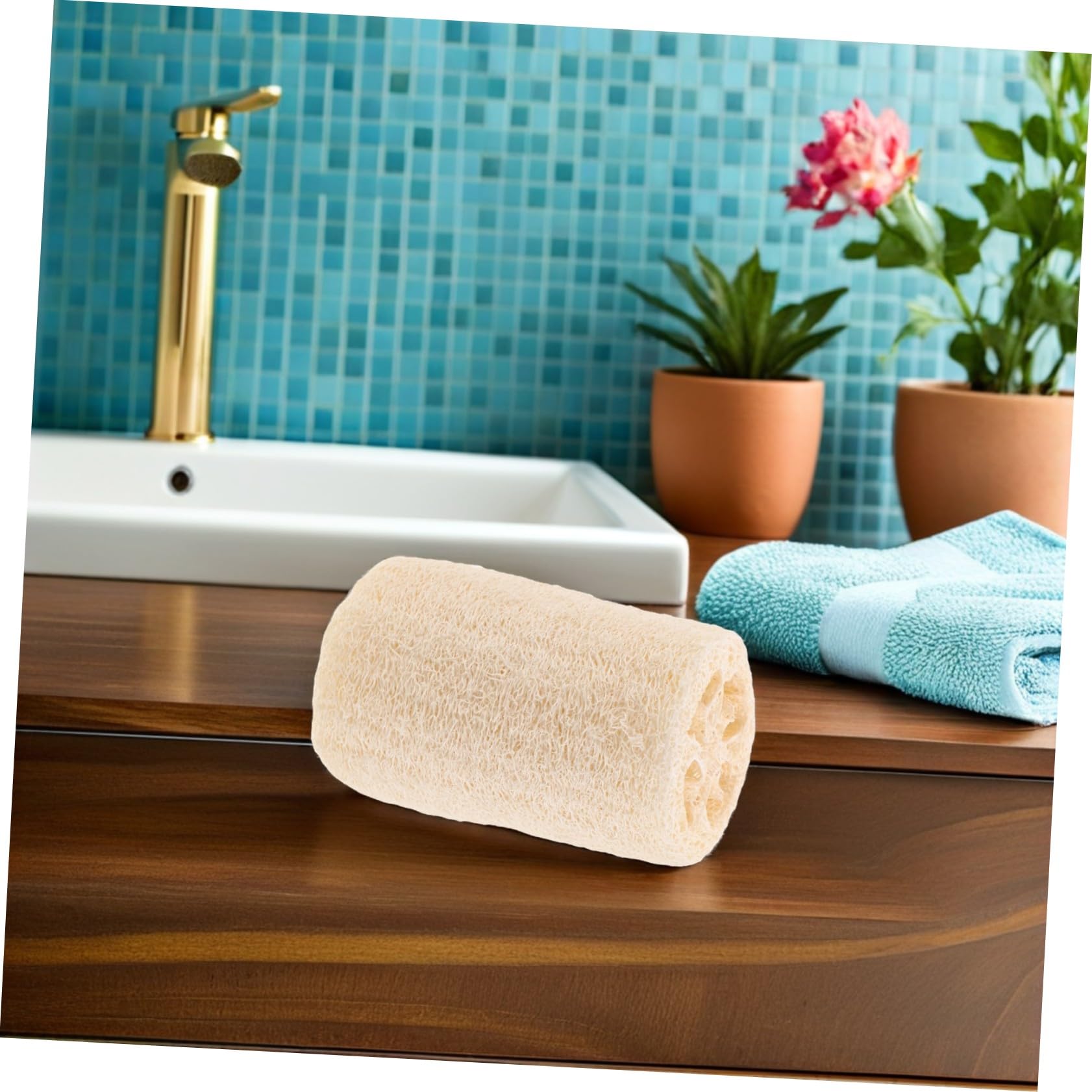 PLAFOPE 8 Piezas Esponjas Naturales de Luffa para Exfoliación Corporal y Limpieza de Cocina Esponja de Ducha y Masajeante Multiusos para y Utensilios Domésticos