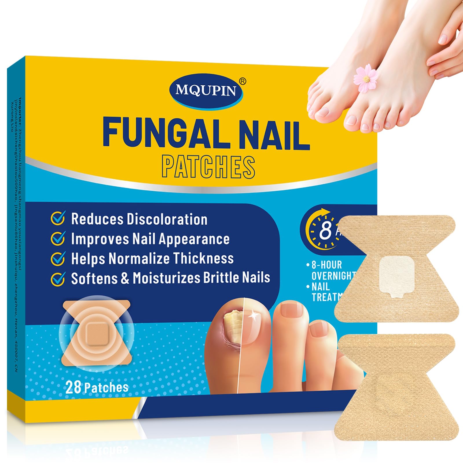 Fungal Nail Patches,MQUPIN 28 pcs Nail Repair for Damaged Nails Care Reduces Discoloration & Thickness