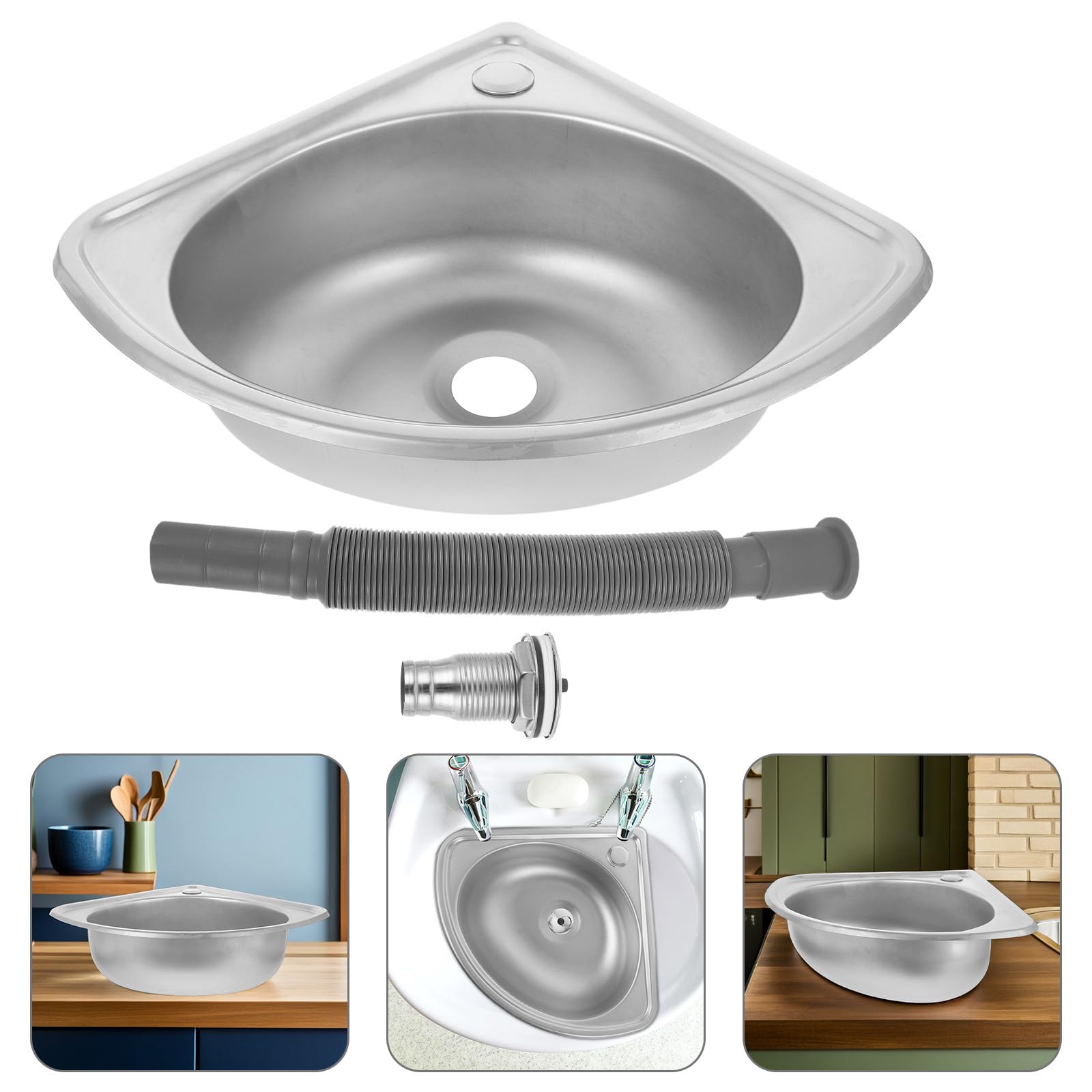 Fregadero Lavabo Sencillo Seno de Autocaravana Pequeño Acero Inoxidable para Varios estilos Diseño Multifuncional Material Resistente y para Cocinas Pequeñas y Motorhomes