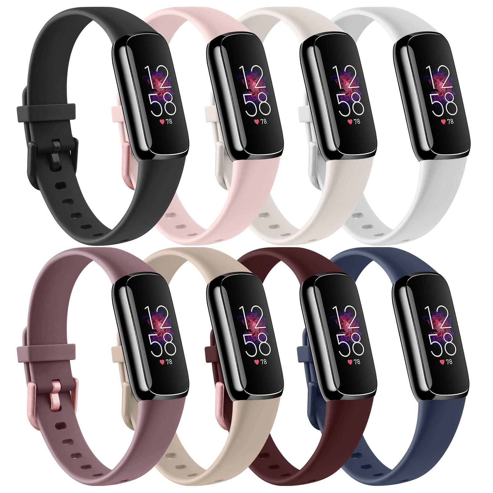 8 Pack Bands Compatible with Fitbit Luxe Bands for Women Men, Soft Silicone Wristband Replacement Strap for Fitbit Luxe Fitness and Wellness Tracker-image-11