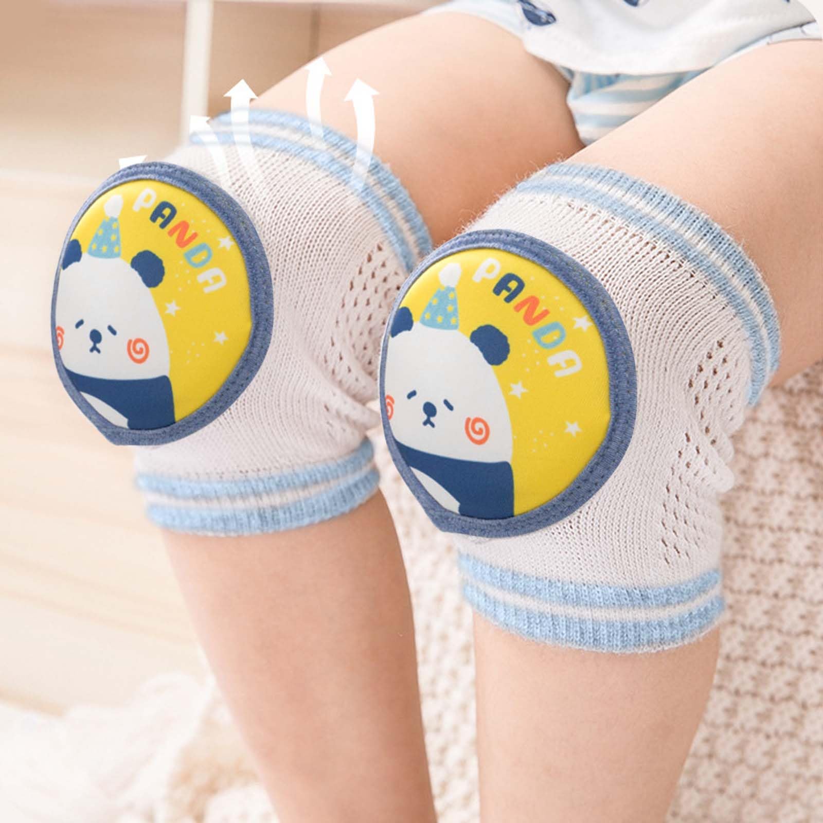 Respirable Rodilleras para Bebés, Rodilleras para Gatear de Algodón Primera, Rodilleras Bebe Gateo Elástico, Rodilleras Bebe con Estampado de Pandas, Baby Rodilla Pierna Pad para Niños de 0 a 4 Años