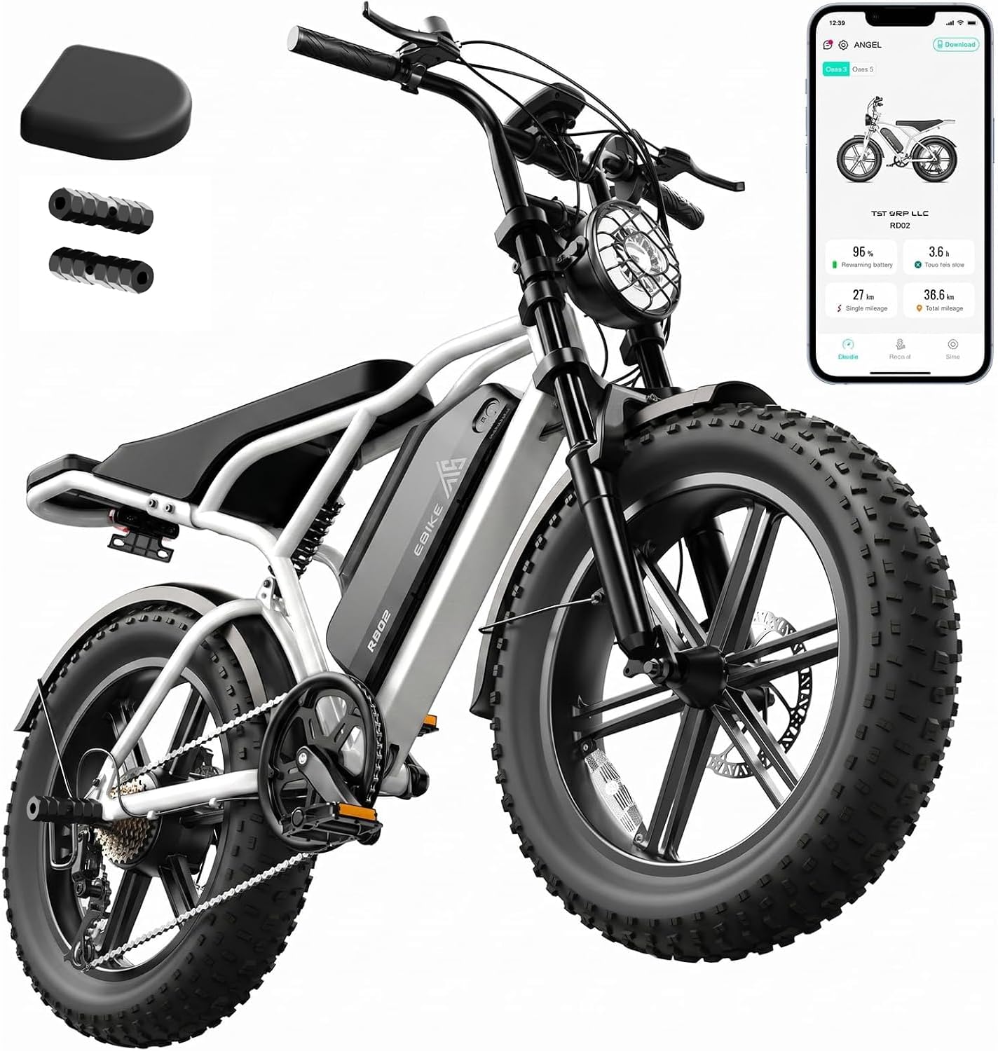 TST Electric Bike 48V 15/25Ah Battery 2000W Peak Motor, 20 * 4.0 Fat Tire