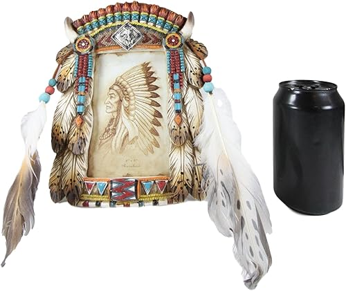 Miniatura 3 de Ebros - Juego de 2 tocados indios nativos americanos del suroeste y atrapasueños de lobo alfa con plumas de águila de encaje y gemas turquesas para