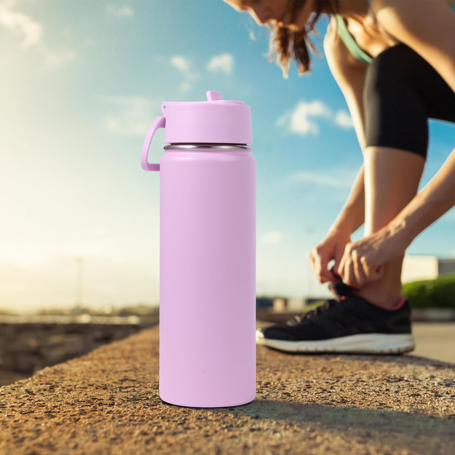 Volhoply 20oz Insulated Stainless Steel Water Bottle with Straw Lid, Kids Wide Mouth Double Wall Vacuum Cups with Handle,Reusable Outdoor Sports Metal Bottles,Travel Flask Keep Cold&Hot(Purple,1) - Image 7