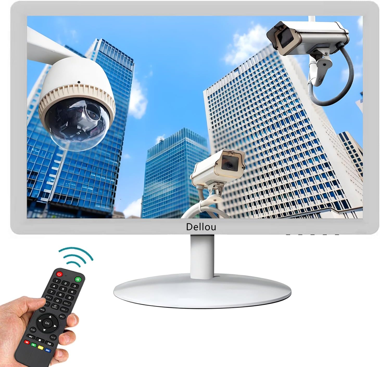 19 inch White CCTV Monitoring Display Screen Security Camera Monitor Multi-Function Interface HDMI, AV, BNC, VGA, USB, PC Input 1440x900 Resolution