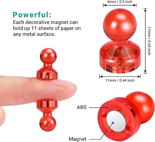 Miniatura 6 de Mini pizarrón blanco colorido fuerte imán, pasadores de empuje magnéticos para refrigerador, artículos esenciales de oficina, escuela y cocina. 8