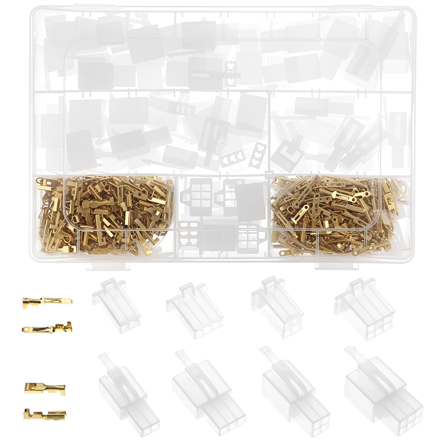 Pack of 480 Cable Connectors, 2 3 4 6 Pin Cable Lugs Flat Connector 2.8 mm Pitch, Male & Female, Plug Housing & Crimp, for Car and Motorcycle