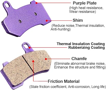 ECCPP Brake Pads for FLHTCU Ultra Classic Electra Glide 2008-2022 | FLHR Road King FLHX Street Glide 2008-2022 Carbon Fiber Front and Rear Braking Kits